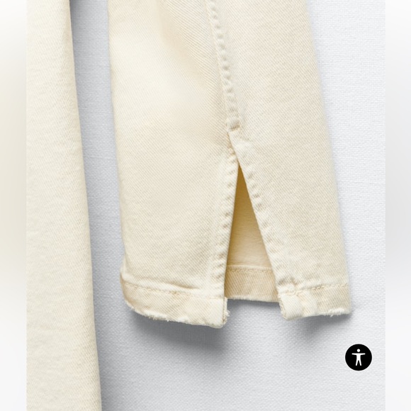 Zara Belted Cotton Topcoat in soft cream size S - Picture 7 of 9